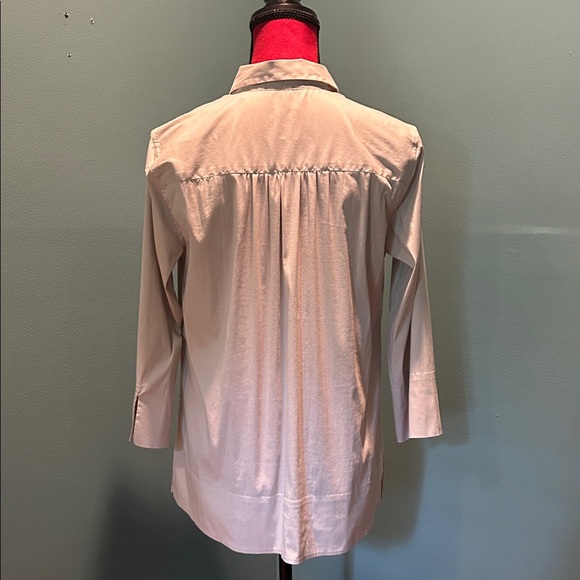Sara Roka Taupe Elegant Button-Down Top Size 42 - Picture 7 of 16